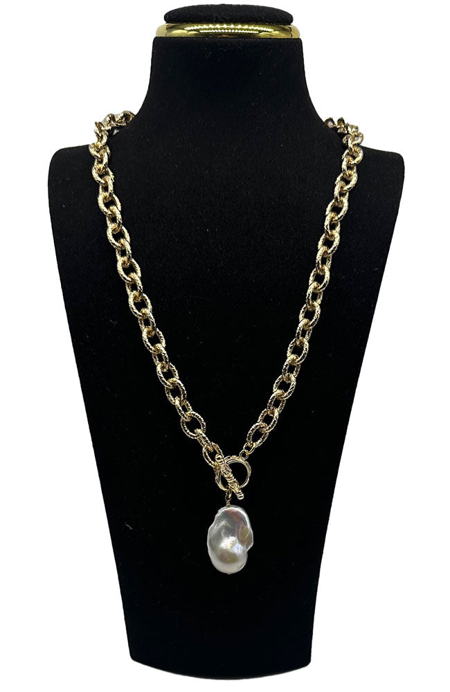 Pearl Textured Toggle Necklace