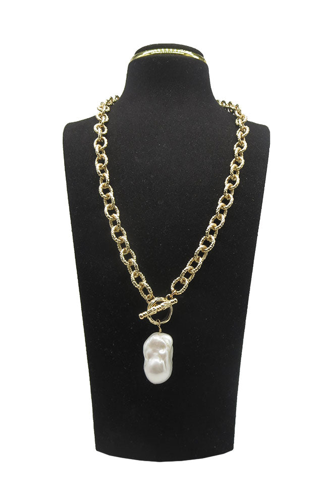 Pearl Textured Toggle Necklace
