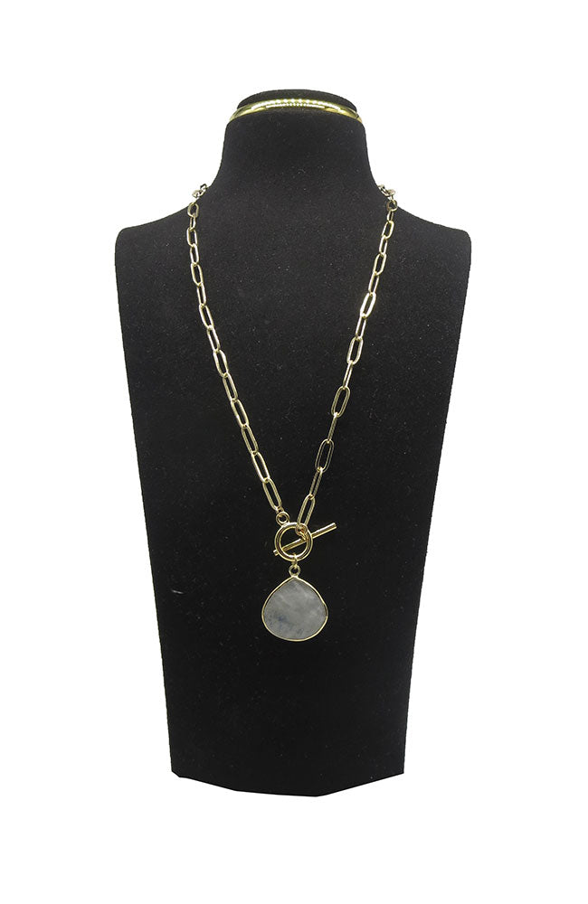 Gold Opal Drop Necklace