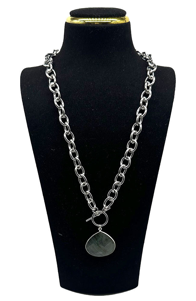 Lab Silver Toggle Necklace