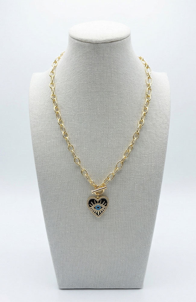Blue Lapis Eye Heart Necklace