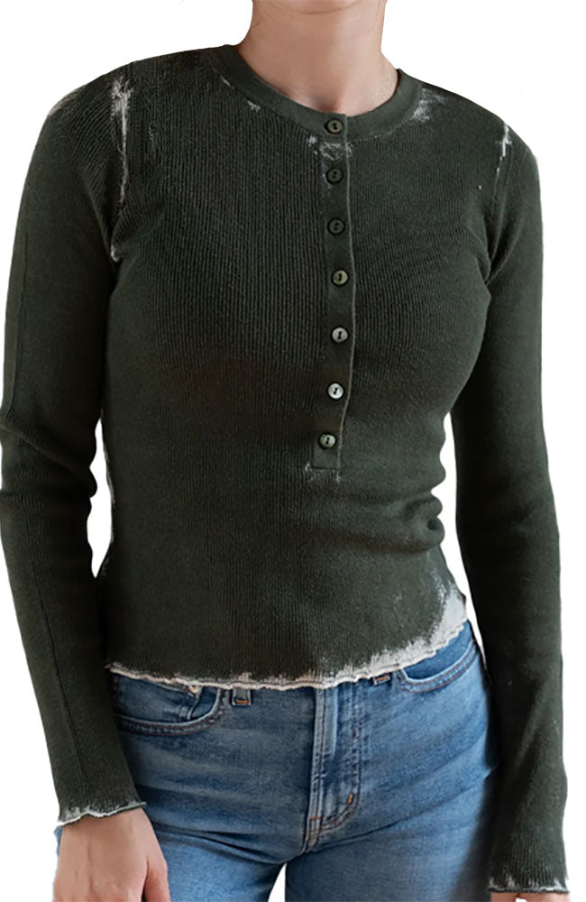 Inked Button Front Henley