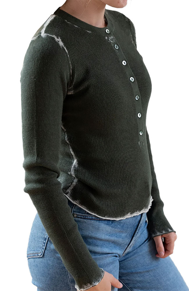 Inked Button Front Henley