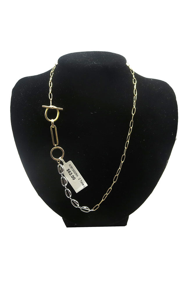 2 Tone Link Drop Cowries Necklace