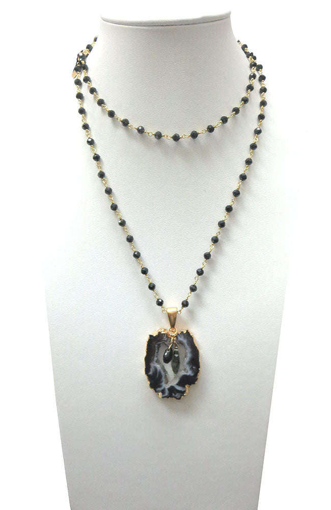 Blk Geode Necklace