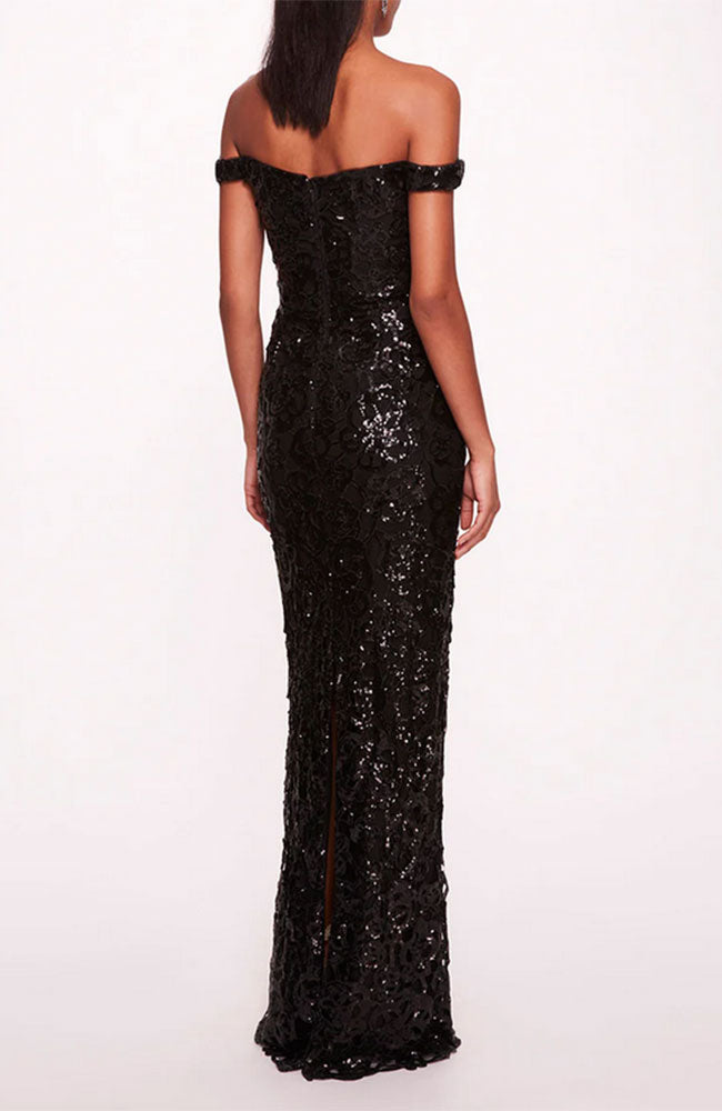 Organic Neckline Sequin Gown