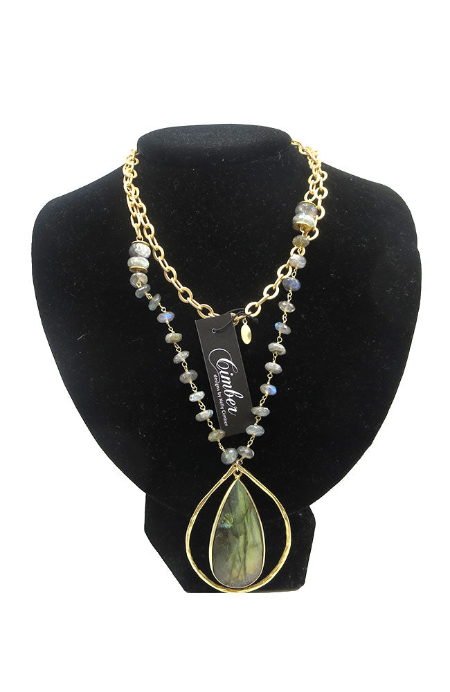 Lg Lab Tear Hoop Necklace