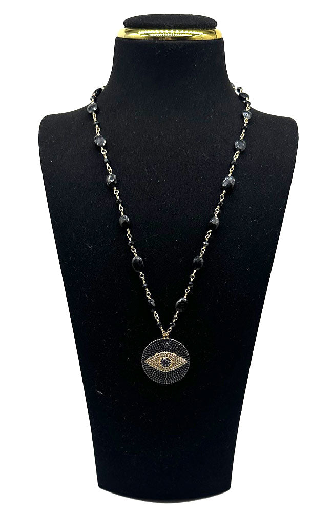 Black CZ Eye Onyx Necklace