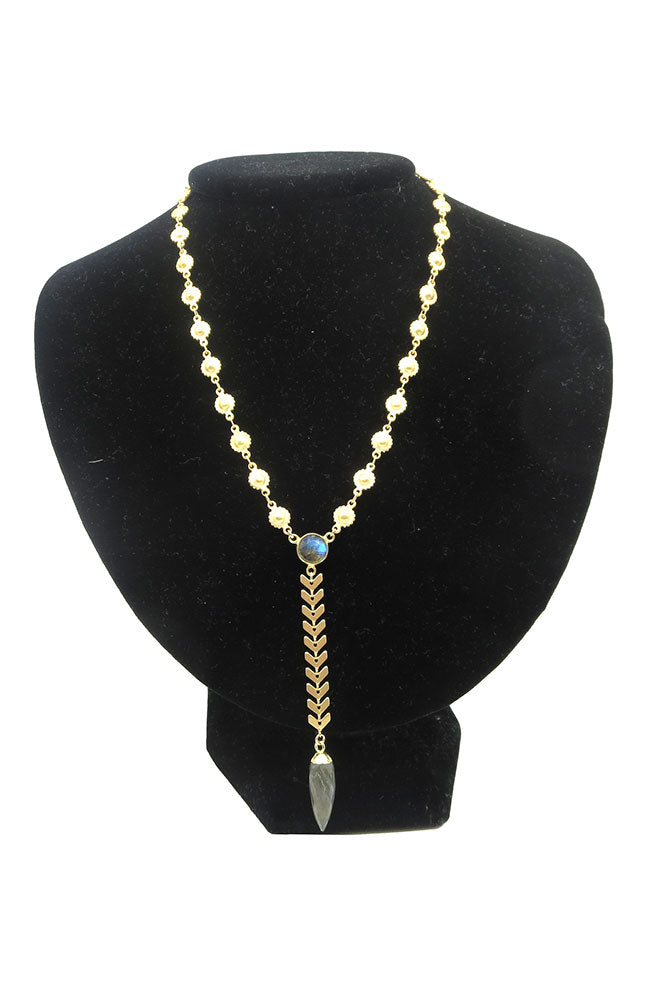 Lab Lariat Sun Coin Necklace