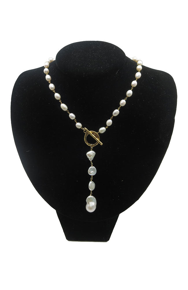 Pearl Lariat Toggel Necklace