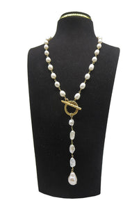 Pearl Lariat Toggel Necklace