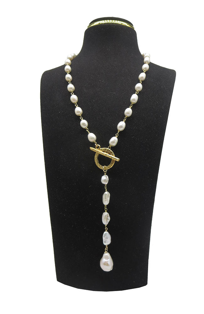 Pearl Lariat Toggel Necklace