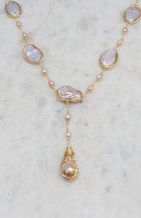 Solena Pearl Y Drop Necklace