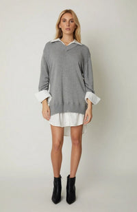 Sweater Dress with White Trim