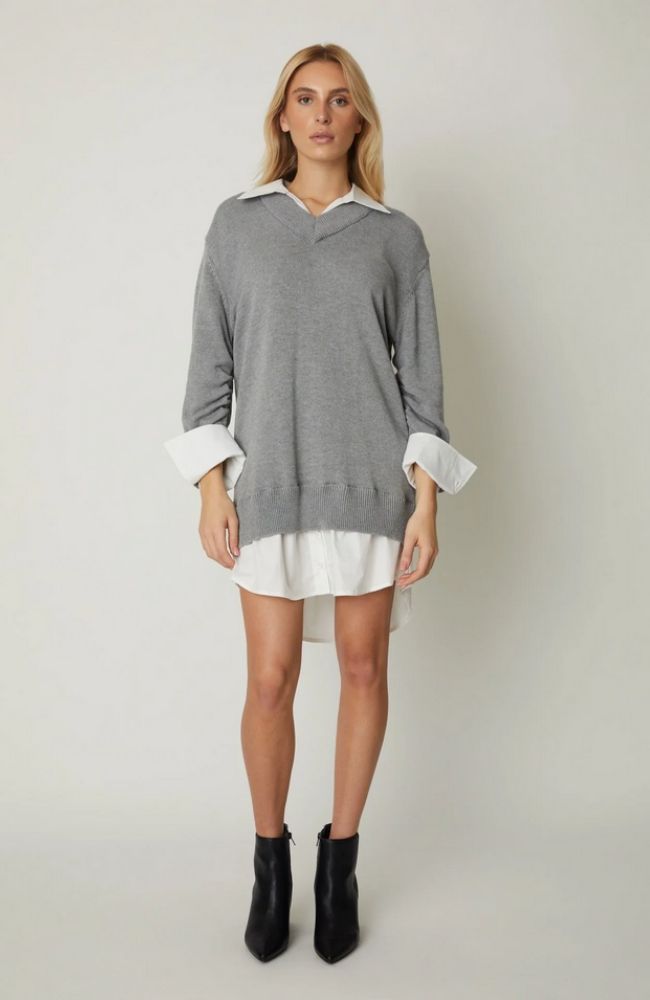 Sweater Dress with White Trim