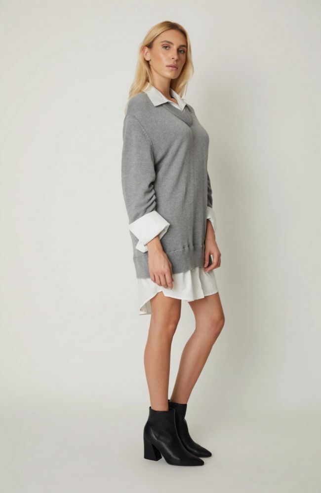 Sweater Dress with White Trim