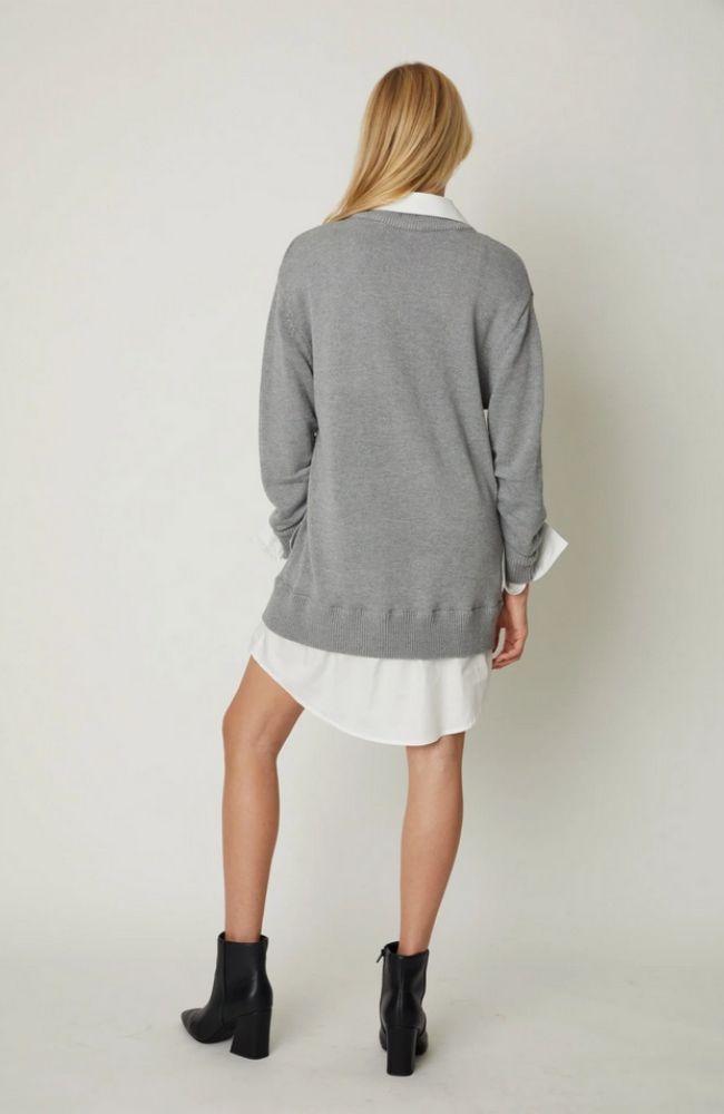 Sweater Dress with White Trim