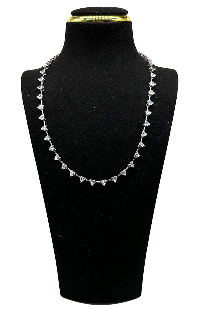Silver CZ Heart Necklace