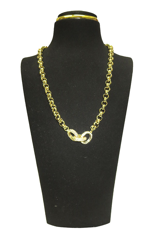 Gold Circle Chain 3 CZ Links