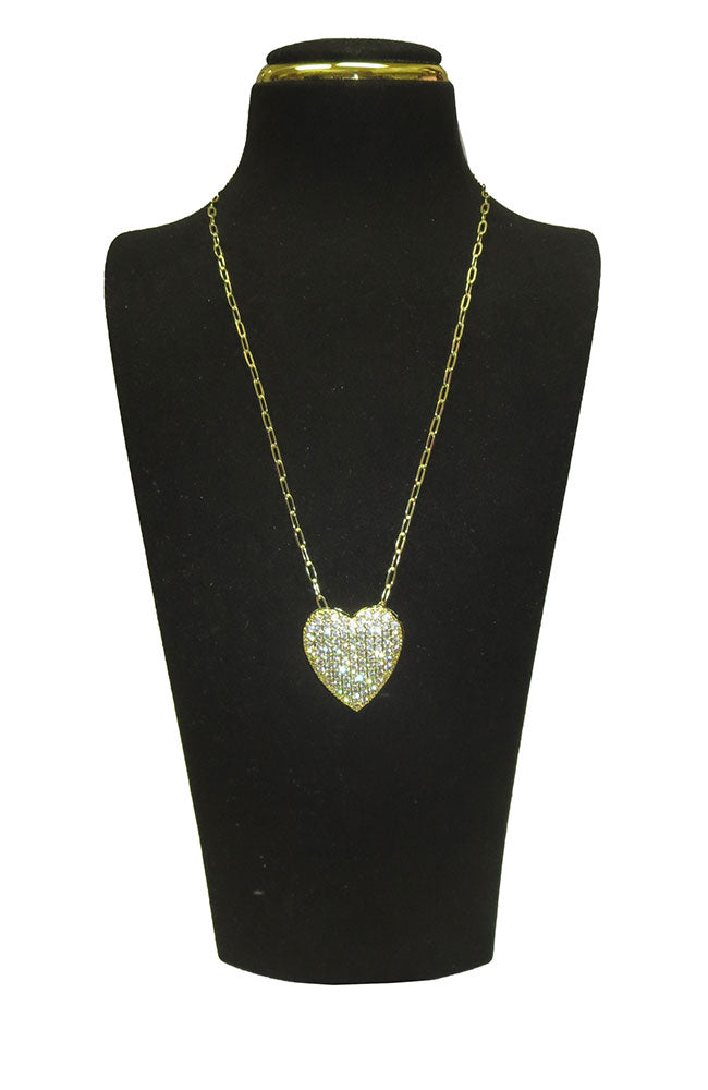 SS Gold Plated CZ Heart Necklace