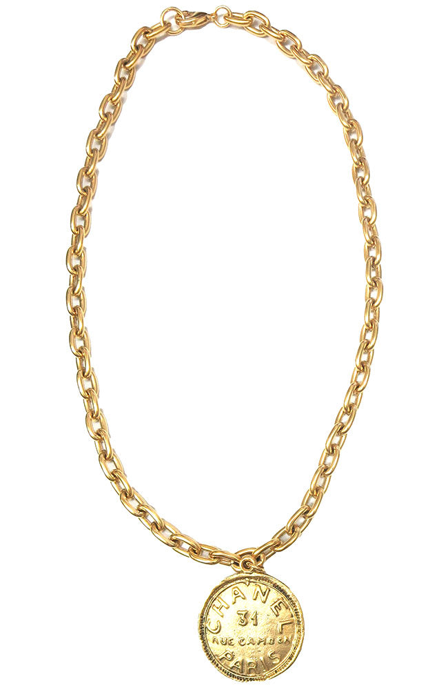 Gold CC Large Coin Necklace