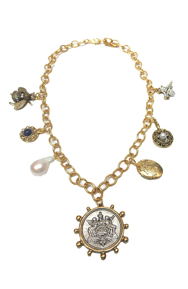 Gold 7 Charm Necklace