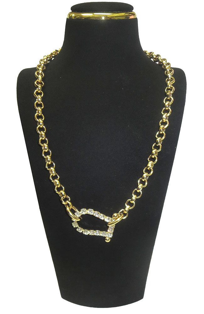 Gold Crystal Horseshoe Necklace