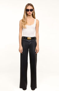 Scottie Hgh Rise Wide Leg Noir Coated Pant