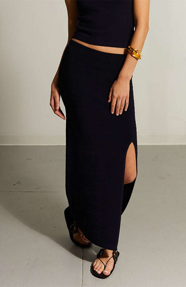 Broken Stitch Skirt with Slit