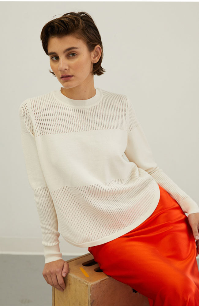 Mesh Block Shirttail Crew