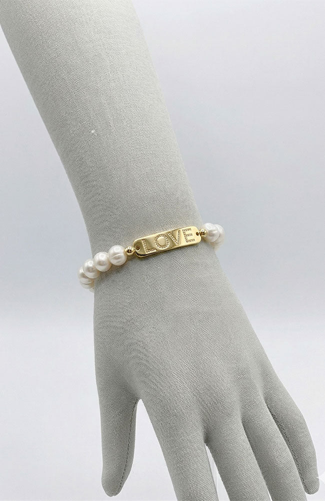 Pearl Bracelet CZ Love