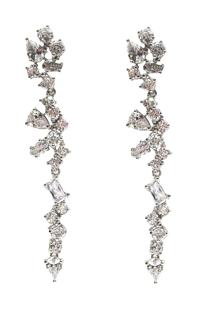 Silver Multi Crystal Drop Earrings