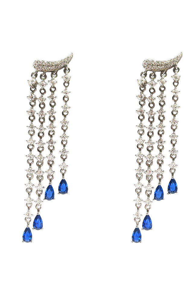 Blue Crystal 4 Drop Earrings