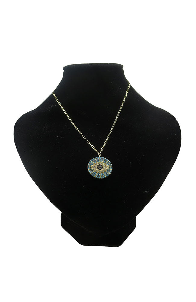 Gold Turq Evil Eye Necklace