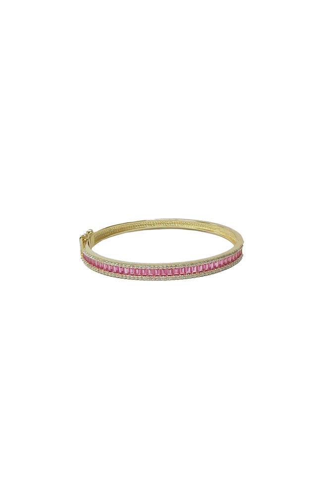 Pink CZ Baguette Bangle