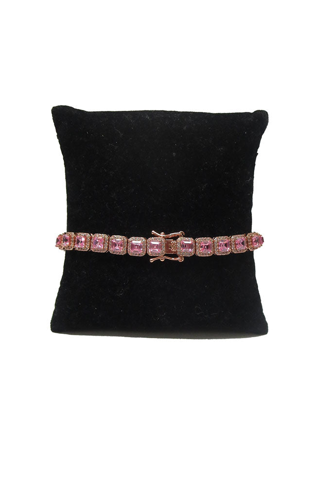Large Stone Tennis Bracelet Pink CZ