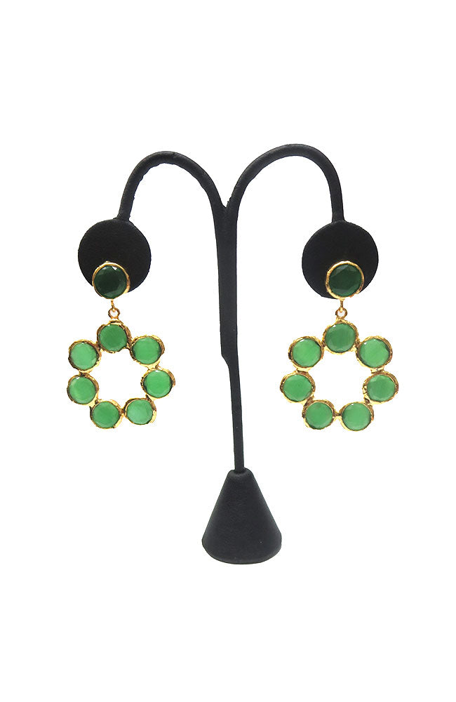 Green Circle Stone Drop Earring