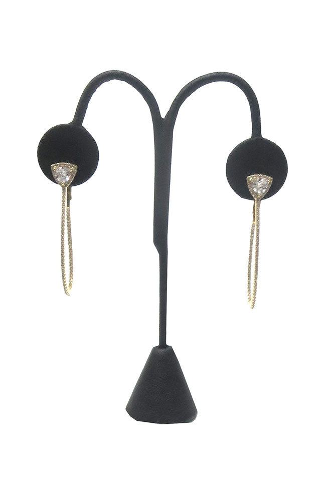 Triangle CZ Stone Earring with CZ Drop