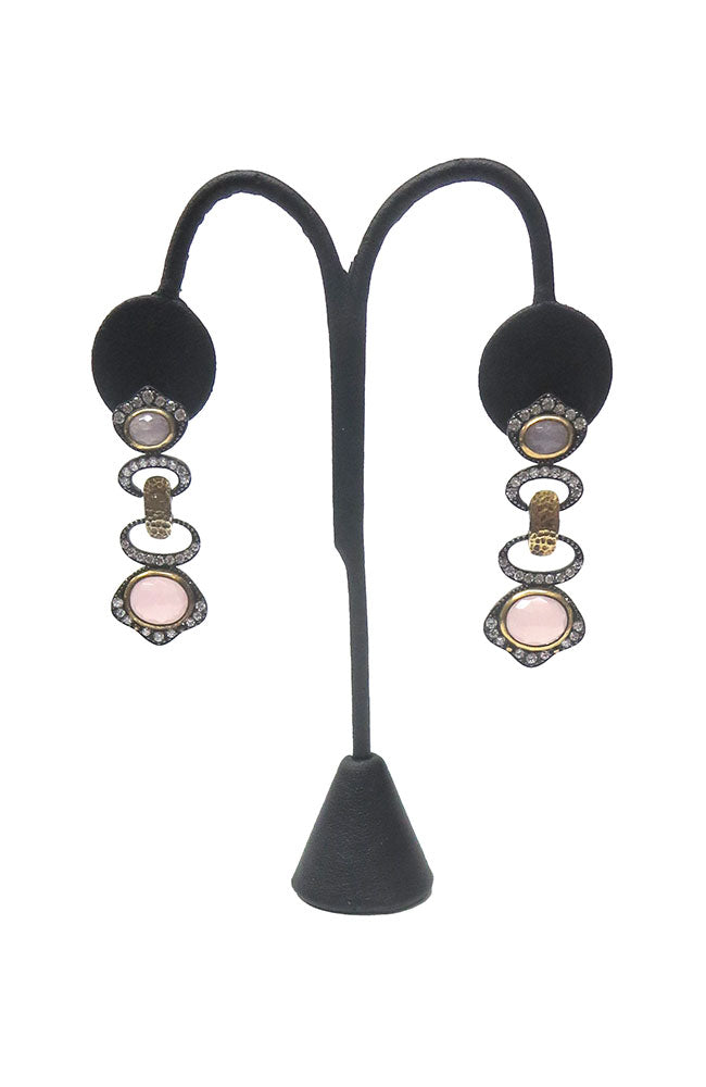 Mix Metal Ovals with Stone Earring