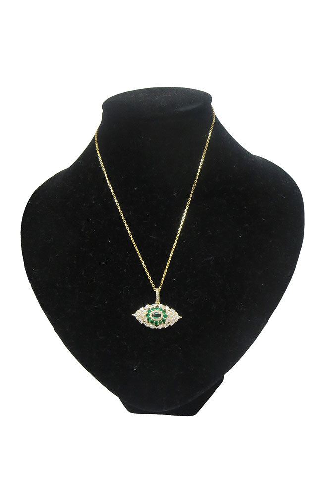 Green Crystal EE Gold Necklace