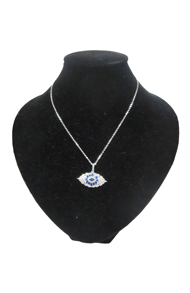 Blue Crystal EE Silver Necklace
