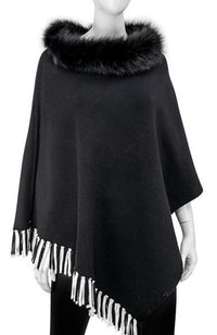 Black White Striped Poncho Fox