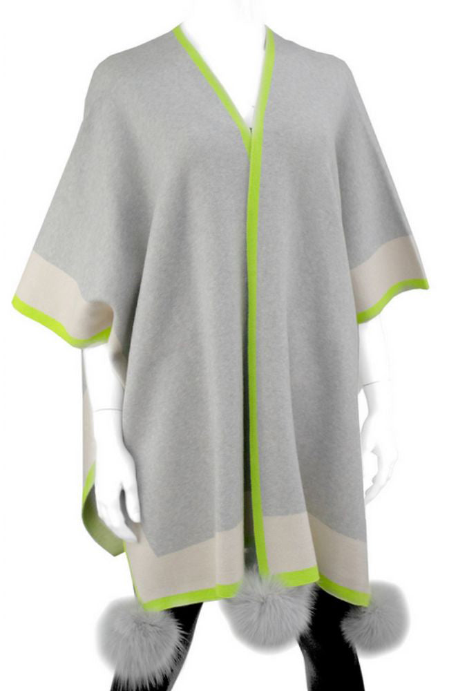 Lime 3 Tone Wrap Fox Poms