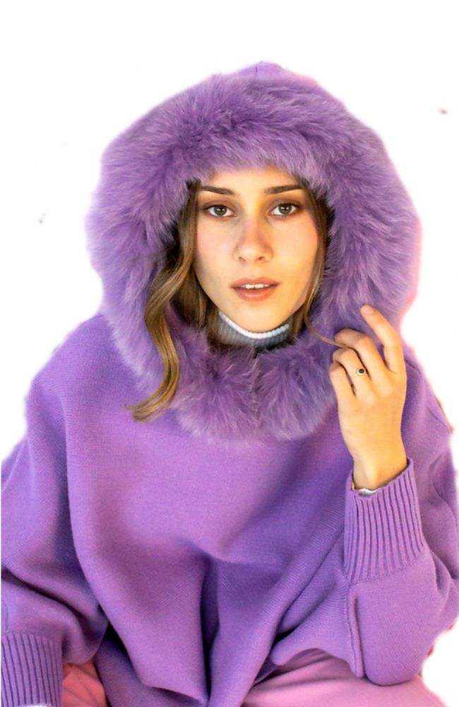 Lilac Poncho with Hood