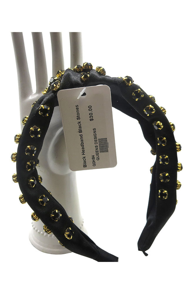 Black Headband Black Stones
