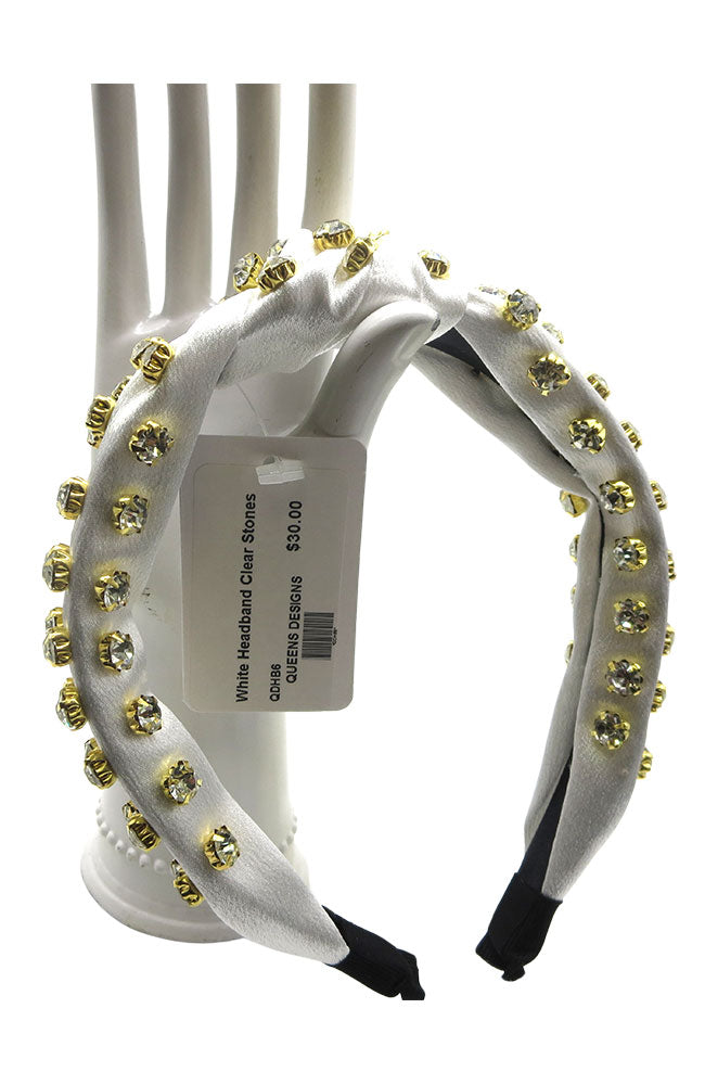 White Headband Clear Stones
