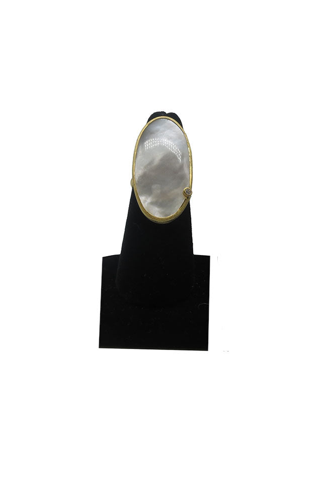Mother of Pearl CZ Ring Oval