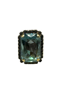 Mini Soleil Ring with Trim in Aqua Champagne