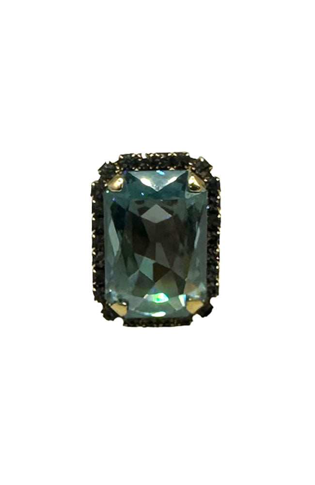 Mini Soleil Ring with Trim in Aqua Champagne