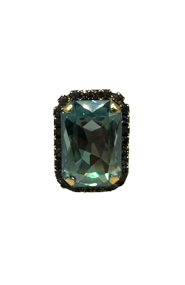 Mini Soleil Ring with Trim in Aqua Champagne